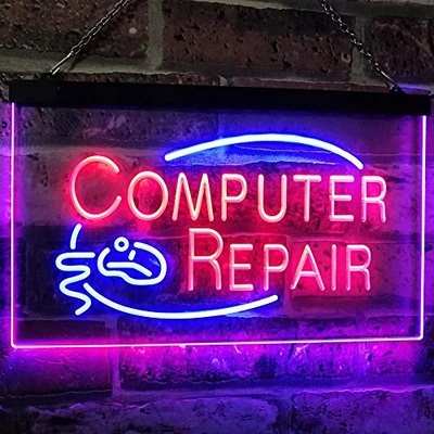 Computer Repair Dual LED Neon Light Sign